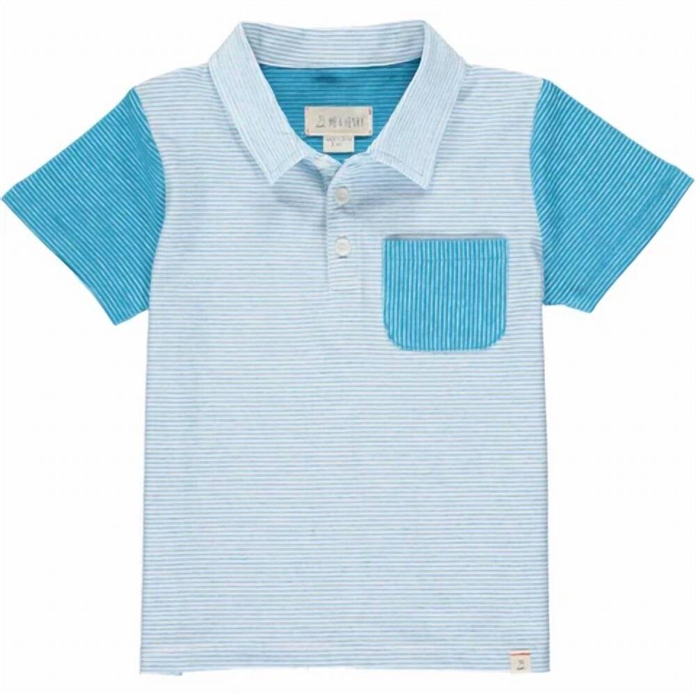 NEW ME & HENRY boy's halyard striped polo in blue